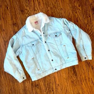 Vintage Levi's Sherpa Denim Jean Jacket Sz XL USA San Francisco Retro 80s Unisex
